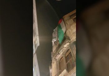 Bandera palestina edificio Raval 18 nov